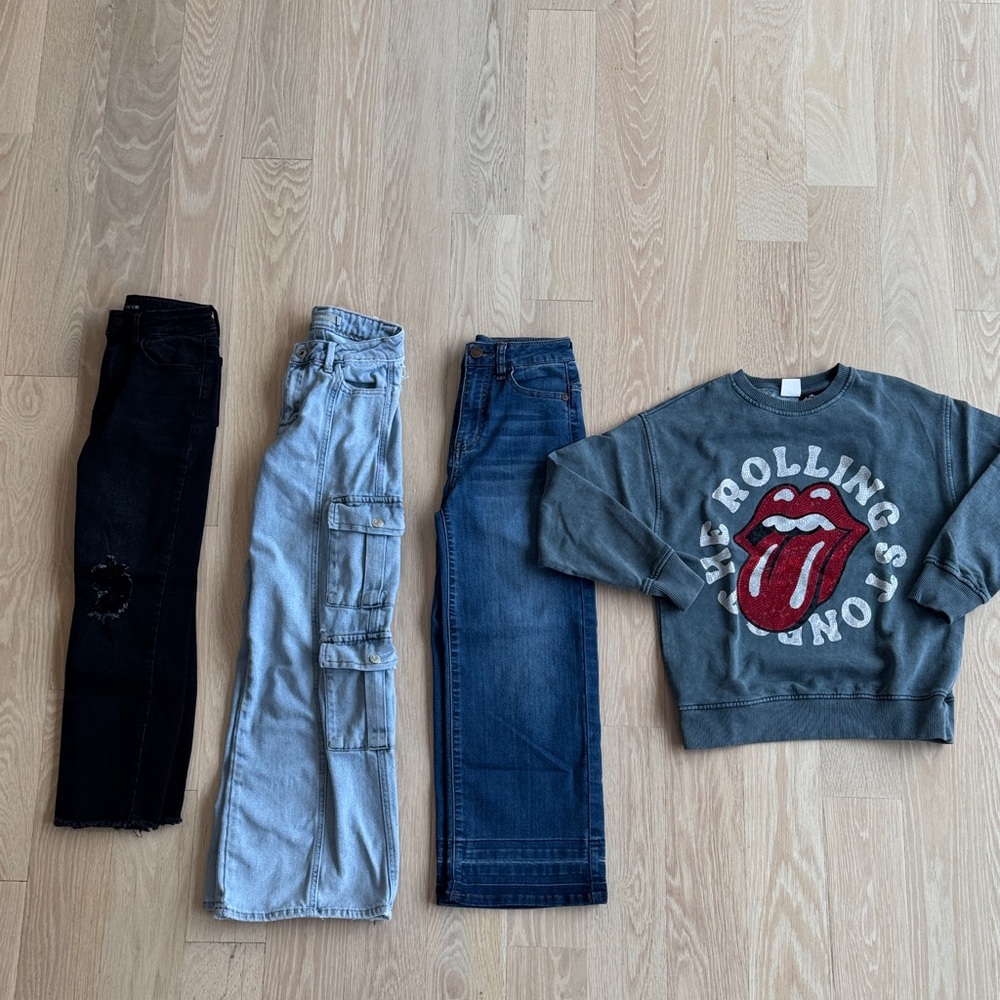 Bundle size 8 girls denim x3 and sweatshirt